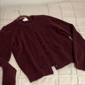 H&M Burgundy Cardigan Sweater